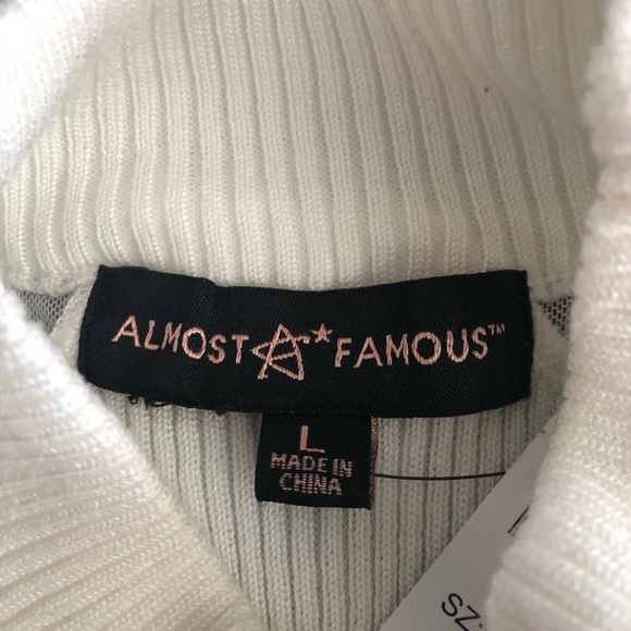 Almost Famous Mock Neck Sweater with Sheer shoulders and sleeves size Lg NWT - Picture 4 of 5
